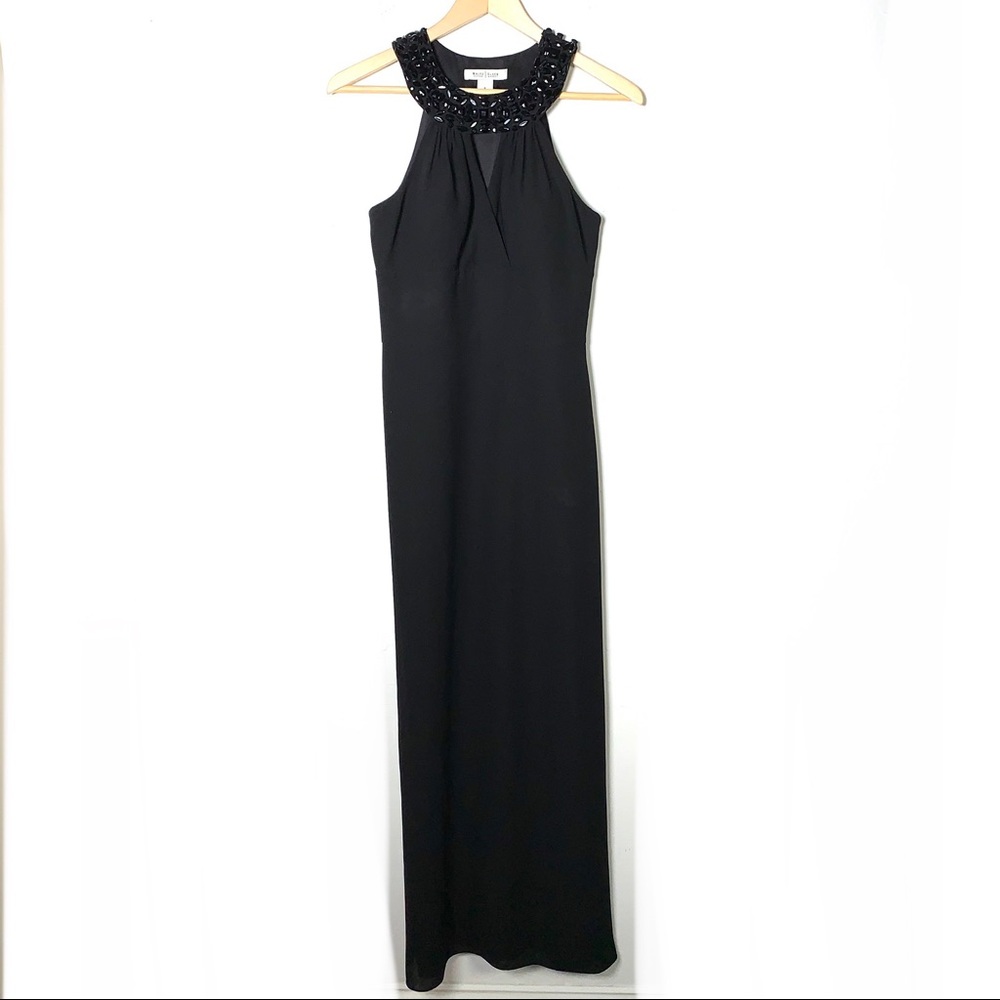 White House halter maxi dress w/ beaded neck